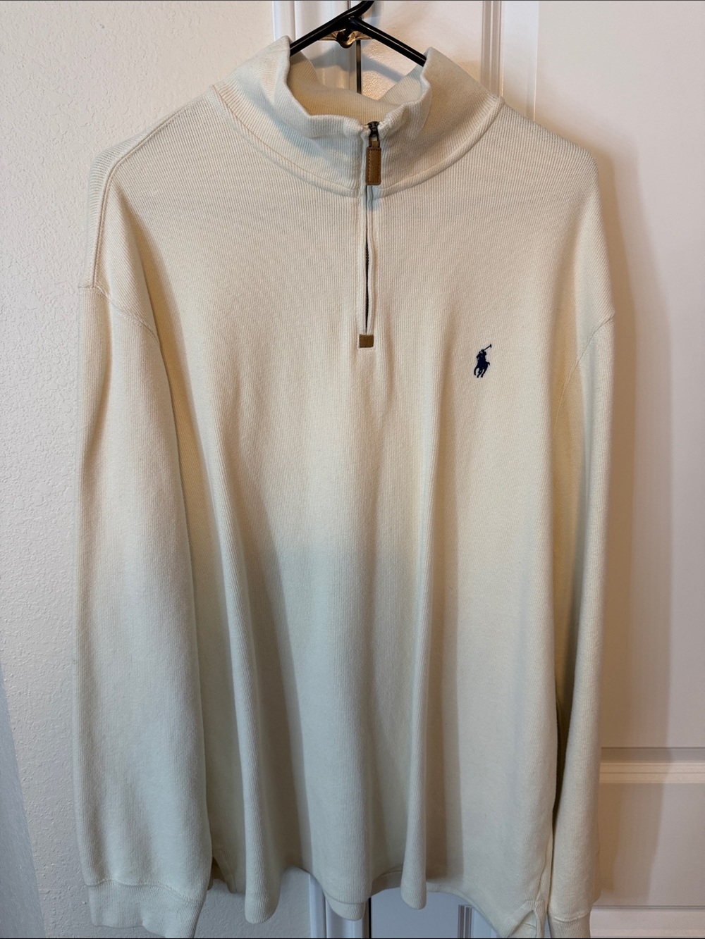 Polo by Ralph Lauren Cream Zip-Neck Sweater with Navy Pony